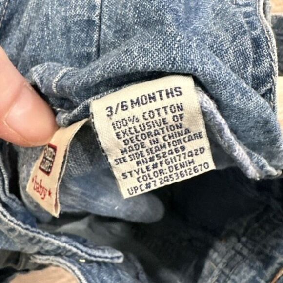 Vintage Y2K Faded Glory Infant Baby Jungle Safari Denim Overalls Size 3-6 months - Picture 6 of 6